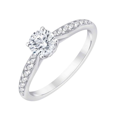 Solitaire accompagné serti clos diamant en or 18 carats
