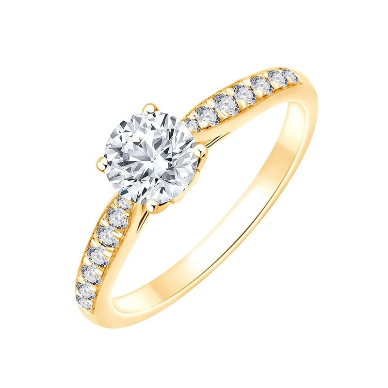 Solitaire accompagné diamant en or 18 carats