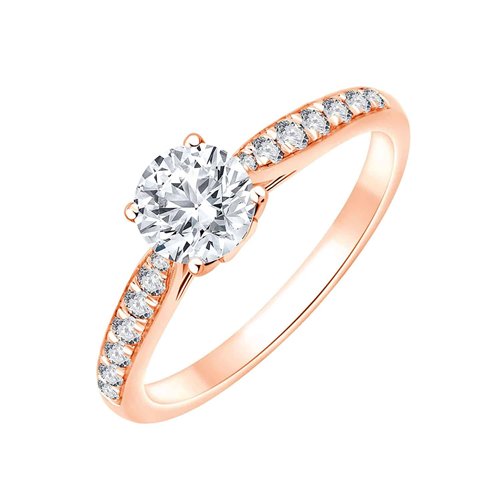 Solitaire accompagné diamant en or 18 carats