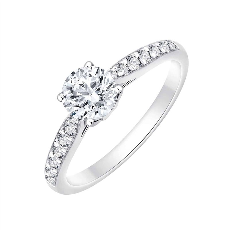 Solitaire accompagné diamant en or 18 carats