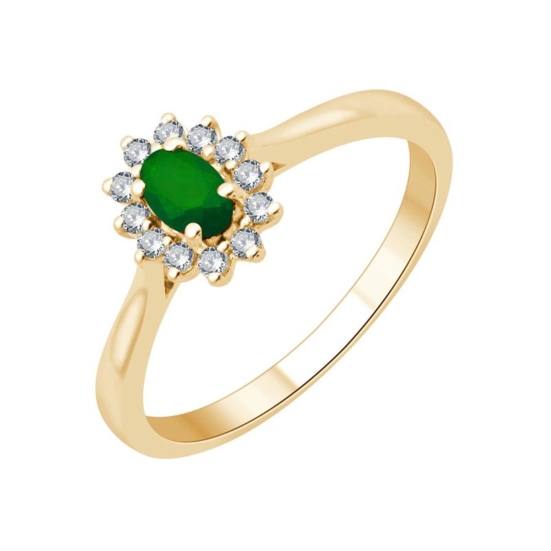 Bague émeraude et diamant en or 18 carats