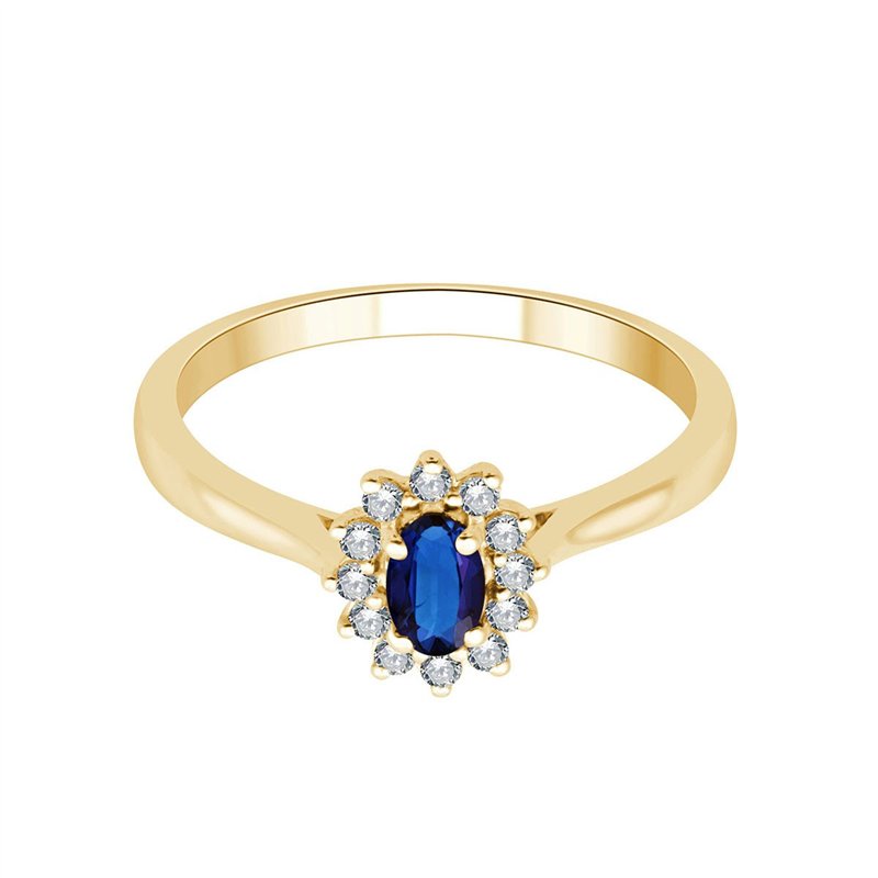 Bague serti clos saphir et diamant en or 18 carats