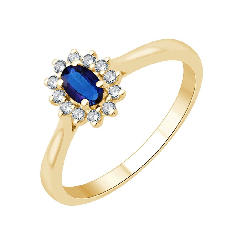 Bague serti clos saphir et diamant en or 18 carats
