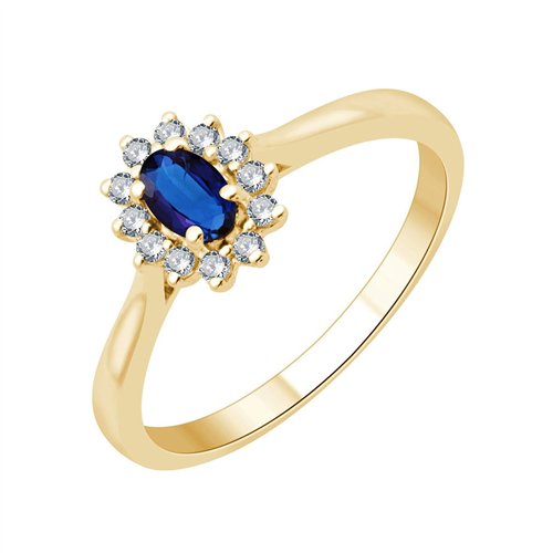 Bague serti clos saphir et diamant en or 18 carats