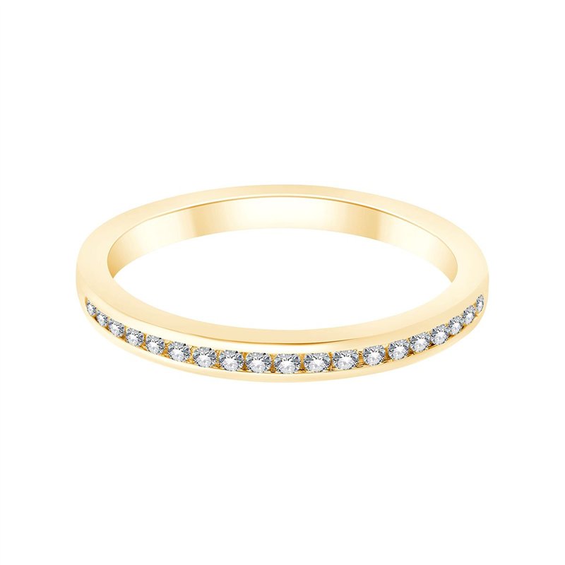 Demi Alliance serti clos diamant en or 18 carats