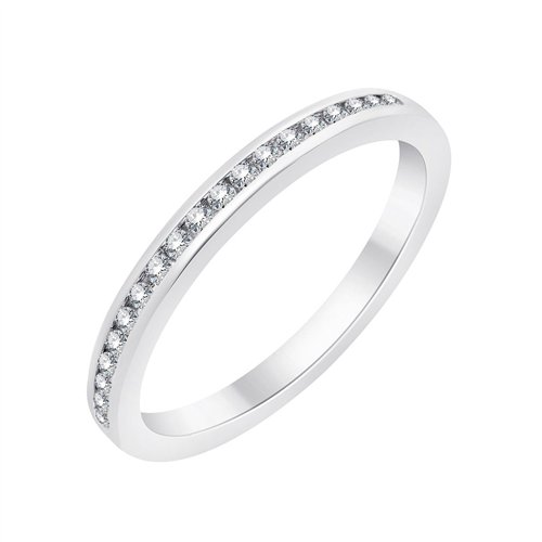Demi Alliance serti clos diamant en or 18 carats