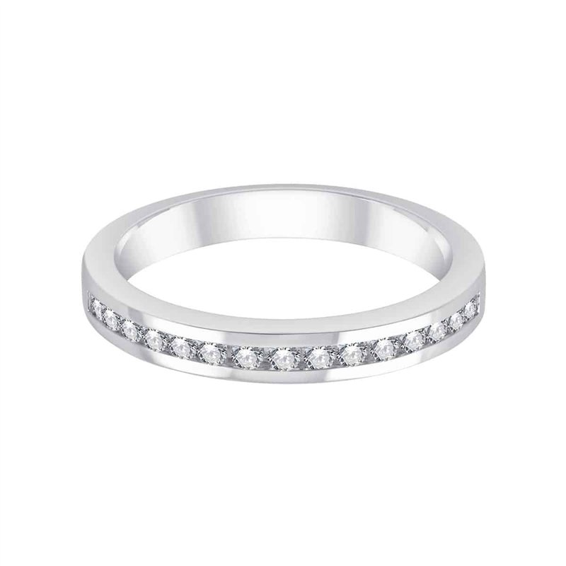 Demi Alliance serti clos diamant en or 18 carats