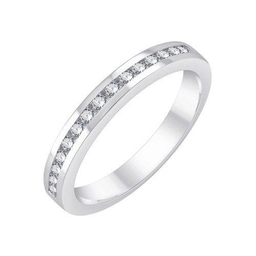 Demi Alliance serti clos diamant en or 18 carats
