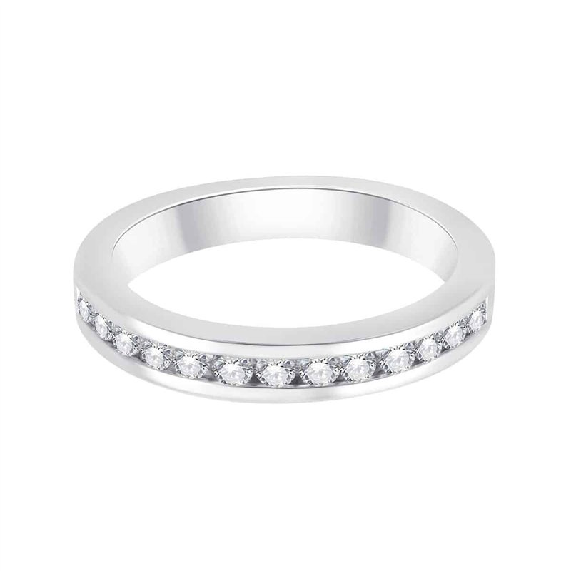 Demi Alliance serti clos diamant en or 18 carats