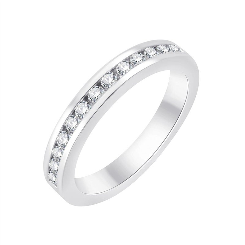 Demi Alliance serti clos diamant en or 18 carats