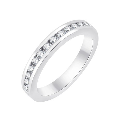 Demi Alliance serti clos diamant en or 18 carats
