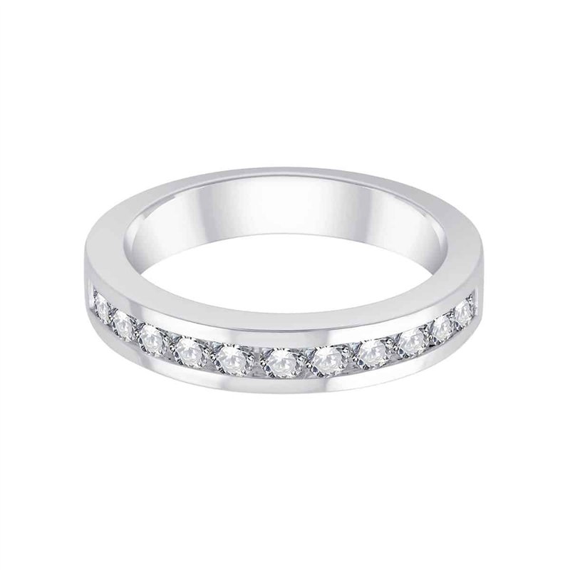 Demi Alliance serti clos diamant en or 18 carats
