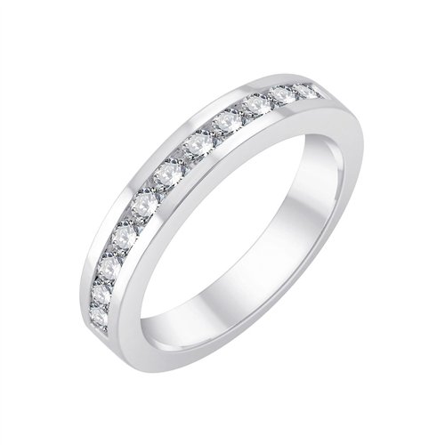 Demi Alliance serti clos diamant en or 18 carats