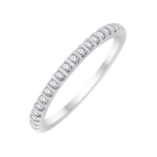 Demi Alliance serti clos diamant en or 18 carats