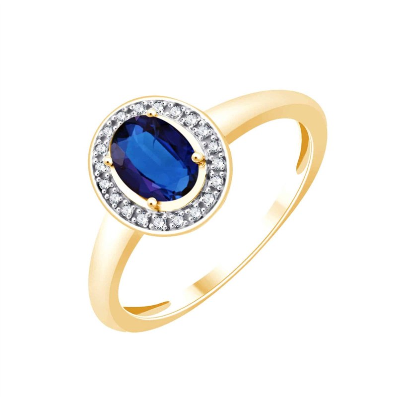 Bague serti clos saphir et diamant en or 18 carats