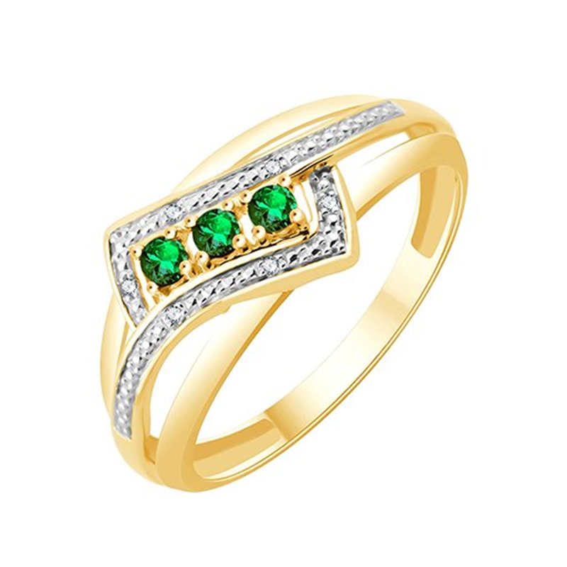 Bague émeraude et diamant en or 18 carats