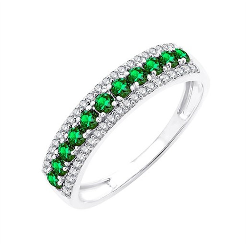 Bague émeraude et diamant en or 18 carats