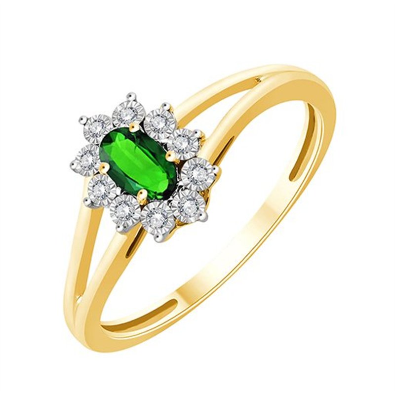 Bague émeraude et diamant en or 18 carats