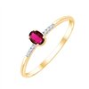 Bague serti clos rubis et diamant en or 18 carats
