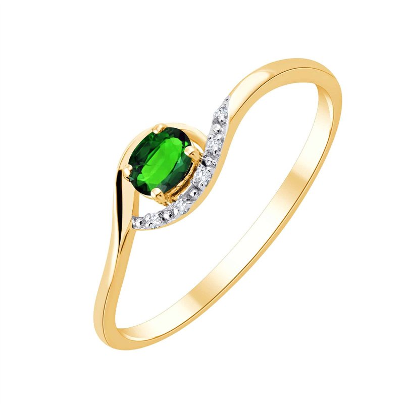 Bague émeraude et diamant en or 18 carats