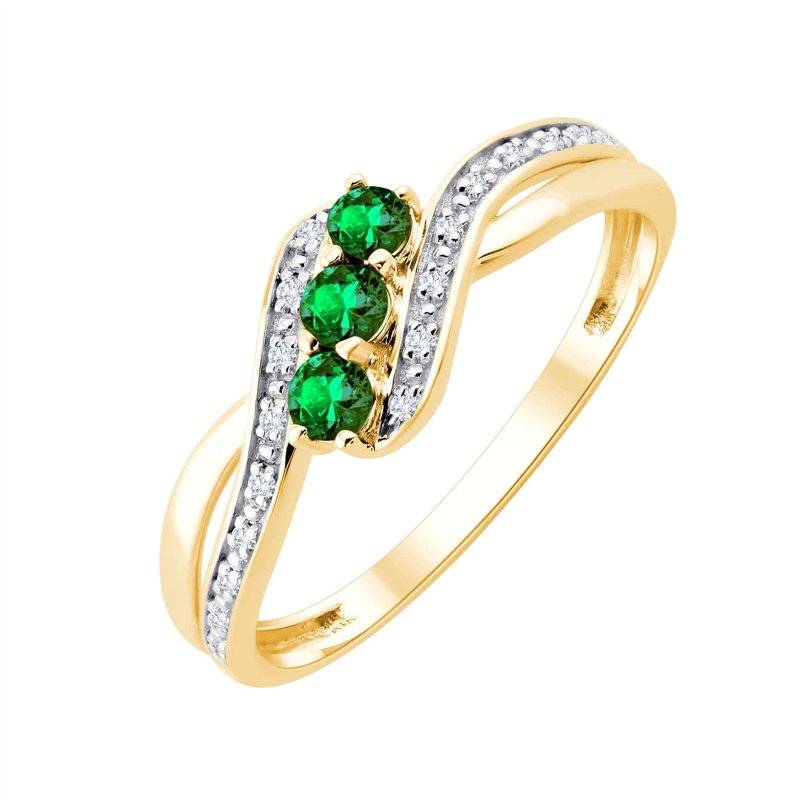 Bague émeraude et diamant en or 18 carats