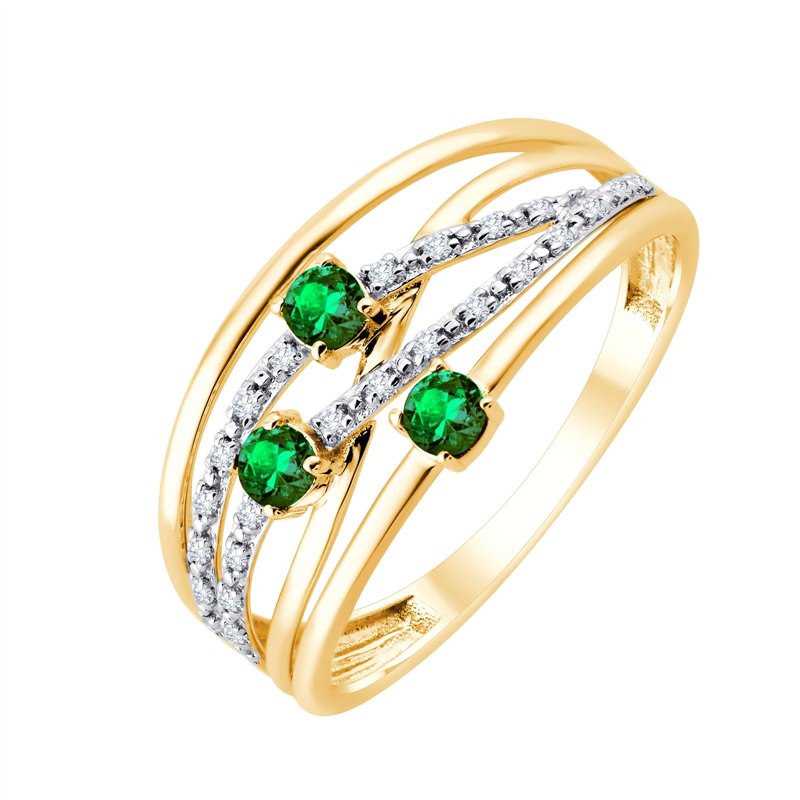 Bague émeraude et diamant en or 18 carats