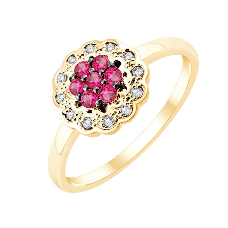 Bague rubis et diamant en or 18 carats