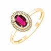 Solitaire entouré rubis et diamant en or 18 carats