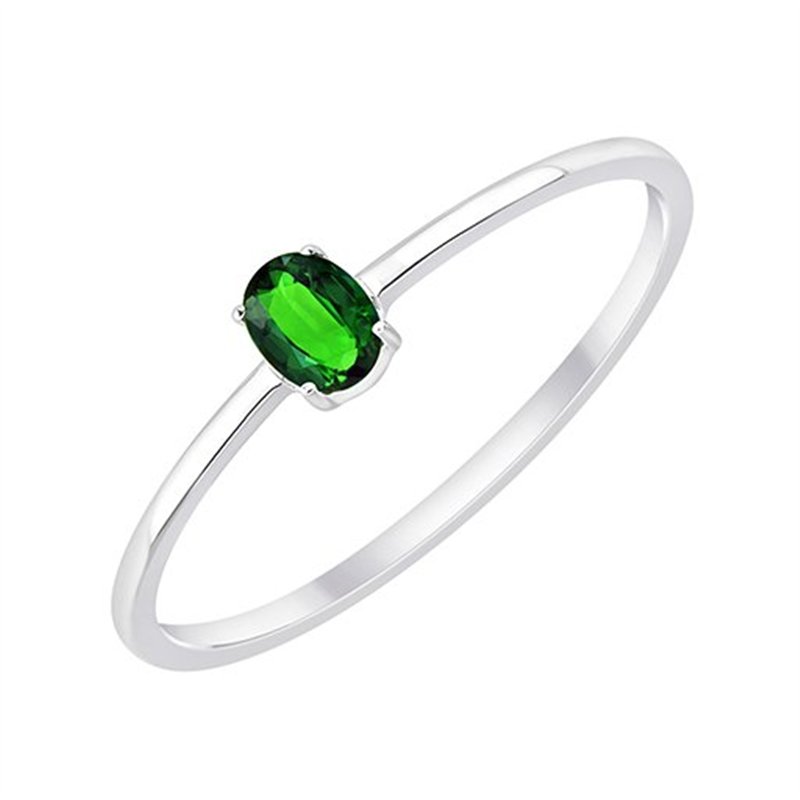 Solitaire pierre précieuse et émeraude en or 18 carats