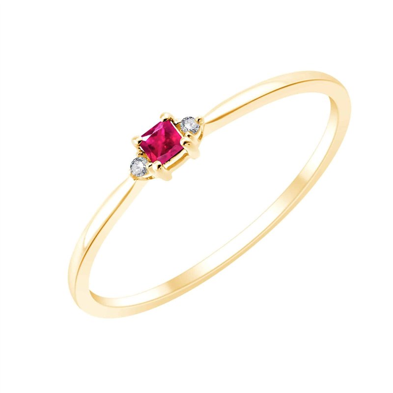 Bague serti clos rubis et diamant en or 18 carats