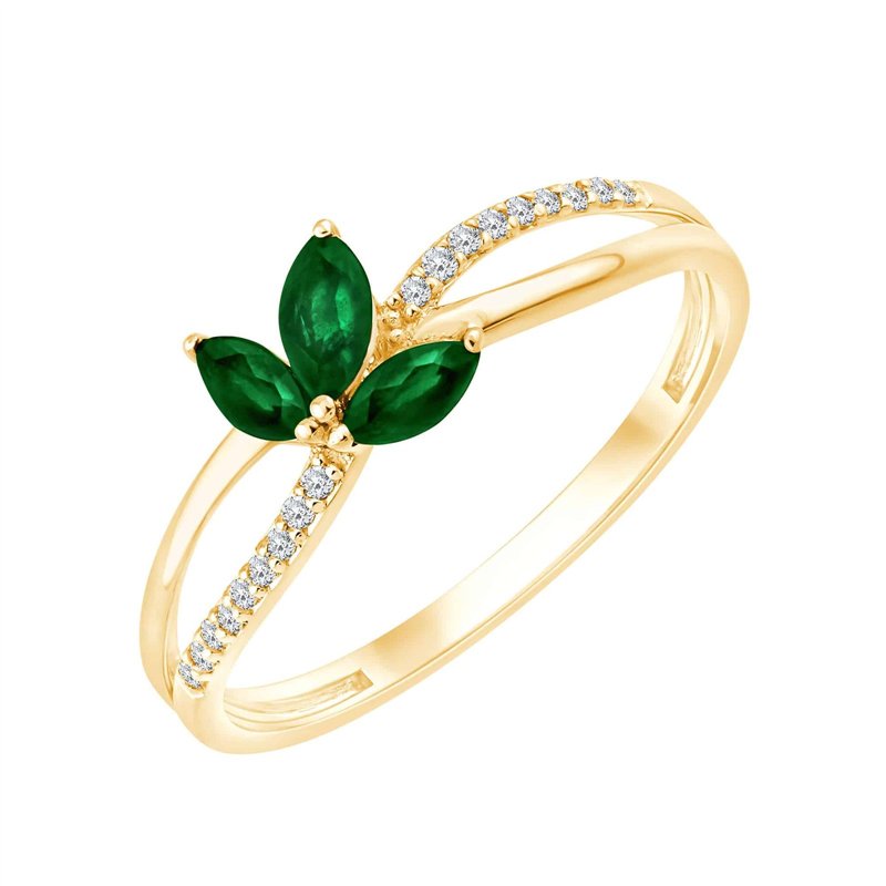 Bague émeraude et diamant en or 18 carats