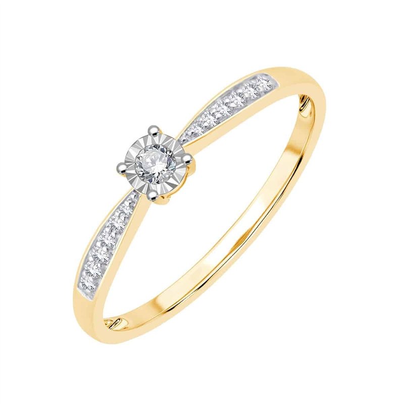 Solitaire accompagné diamant en or 18 carats