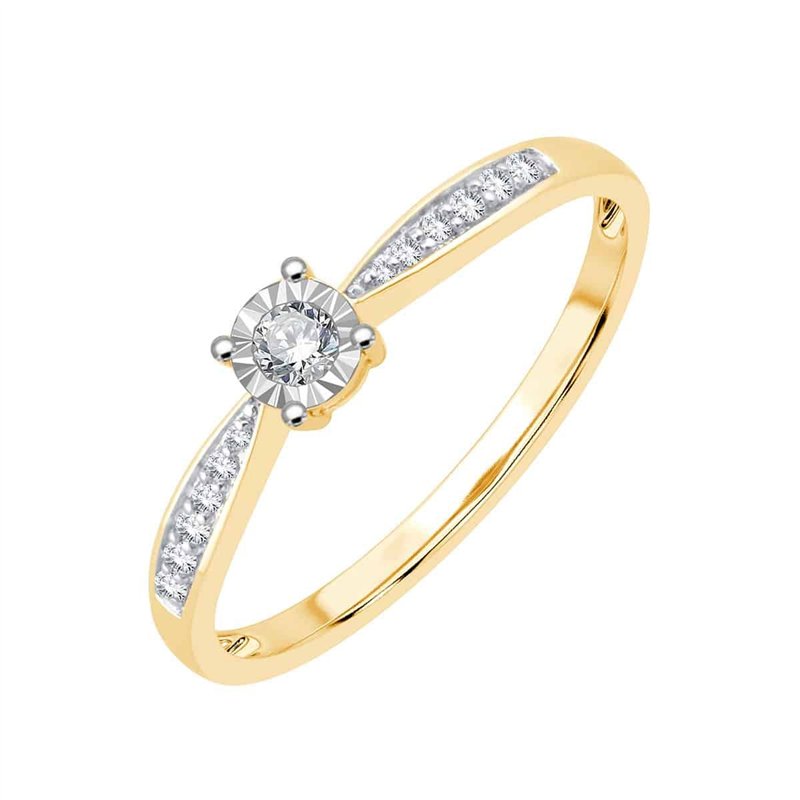 Solitaire accompagné diamant en or 18 carats