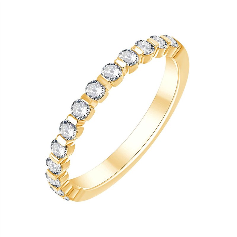 Demi Alliance serti clos diamant en or 18 carats