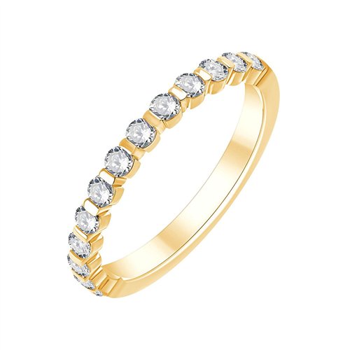 Demi Alliance serti clos diamant en or 18 carats