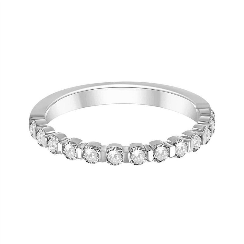 Demi Alliance serti clos diamant en or 18 carats