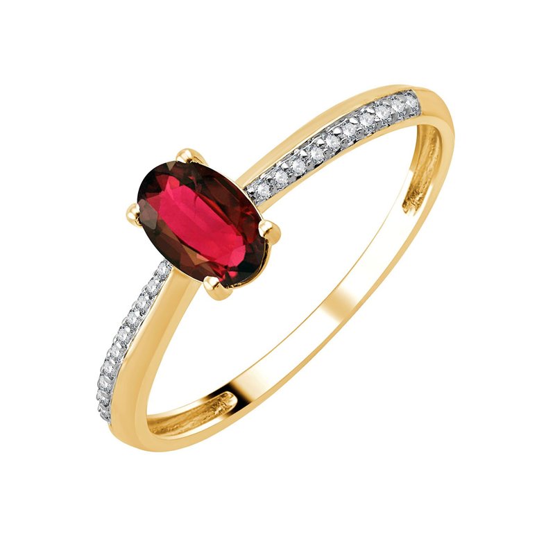 Bague serti clos rubis et diamant en or 18 carats