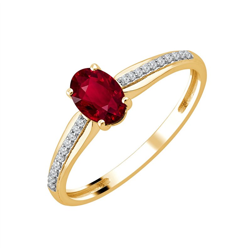 Bague serti clos rubis et diamant en or 18 carats