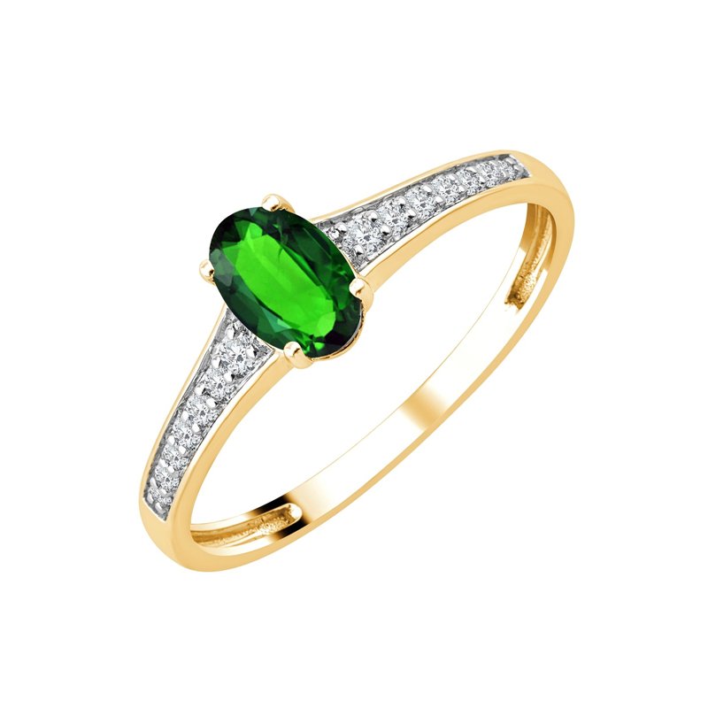 Bague serti clos émeraude et diamant en or 18 carats