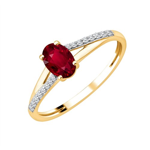 Bague serti clos rubis et diamant en or 18 carats