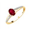 Bague serti clos rubis et diamant en or 18 carats
