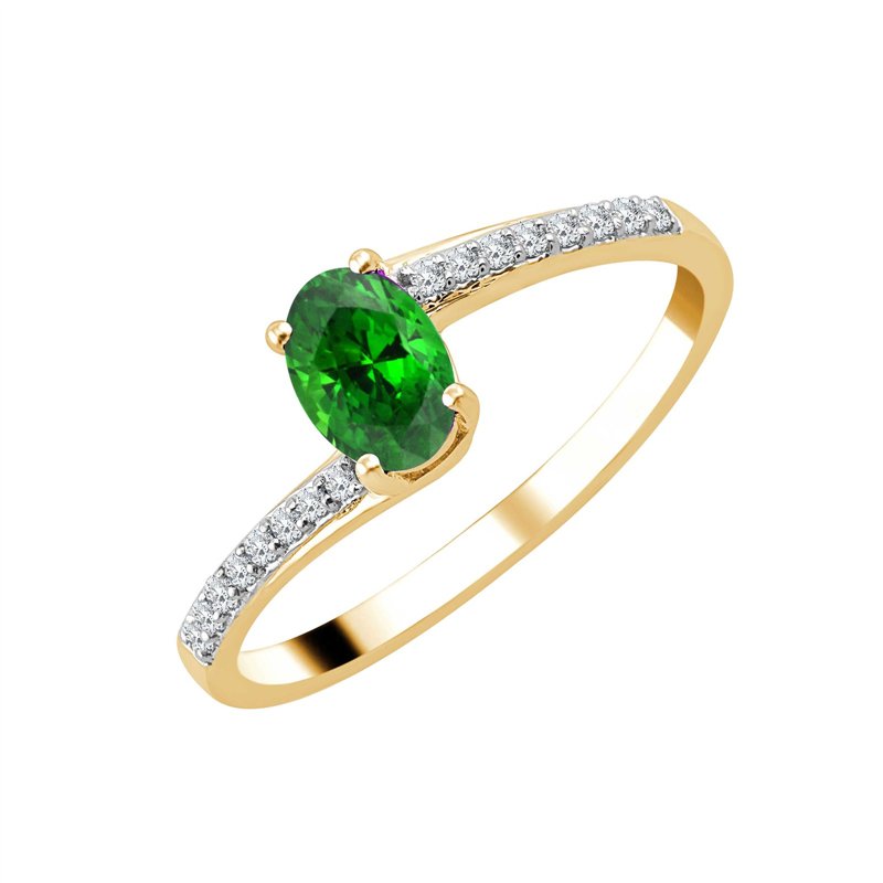 Bague émeraude et diamant en or 18 carats