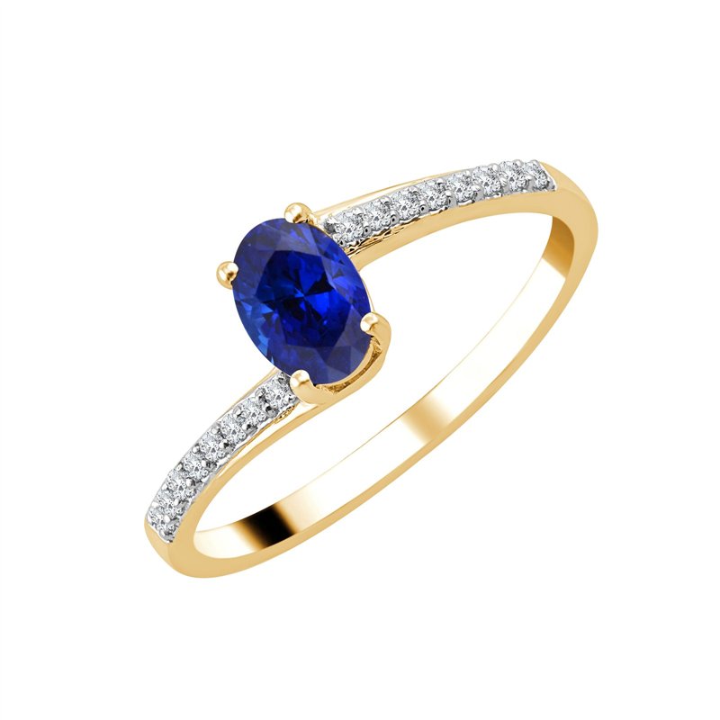 Bague serti clos saphir et diamant en or 18 carats