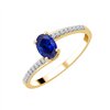 Bague serti clos saphir et diamant en or 18 carats