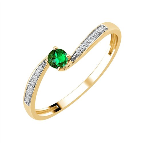 Bague toi et moi émeraude et diamant en or 18 carats