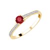 Bague serti clos rubis et diamant en or 18 carats