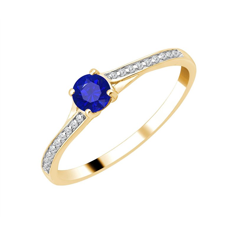 Bague serti clos saphir et diamant en or 18 carats