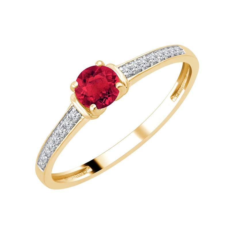 Bague serti clos rubis et diamant en or 18 carats