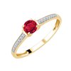 Bague serti clos rubis et diamant en or 18 carats