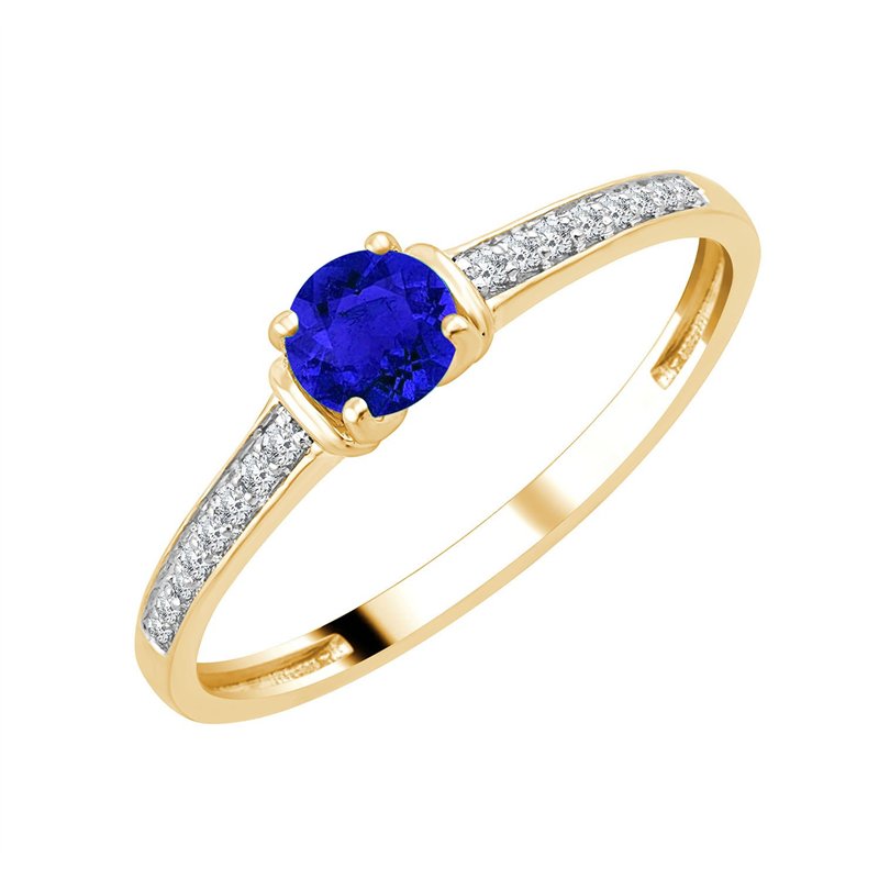 Bague serti clos saphir et diamant en or 18 carats